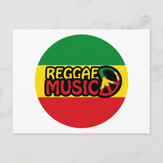 Cartão Postal Reggae Music, reggae art com símbolo de paz (Frente)