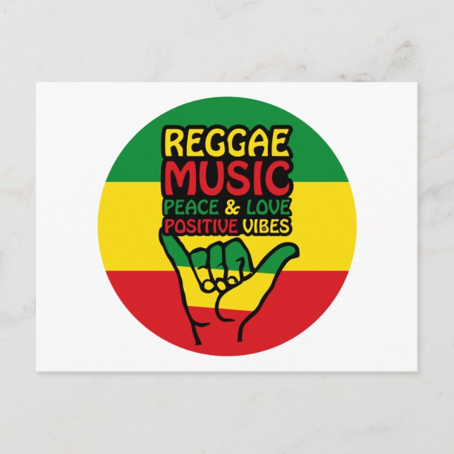 Cartão Postal Reggae Shaka Hand com citações positivas (Frente)