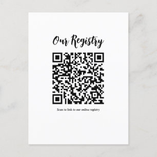 Cartão Postal Registro de Casamento Minimalista com Código QR Es