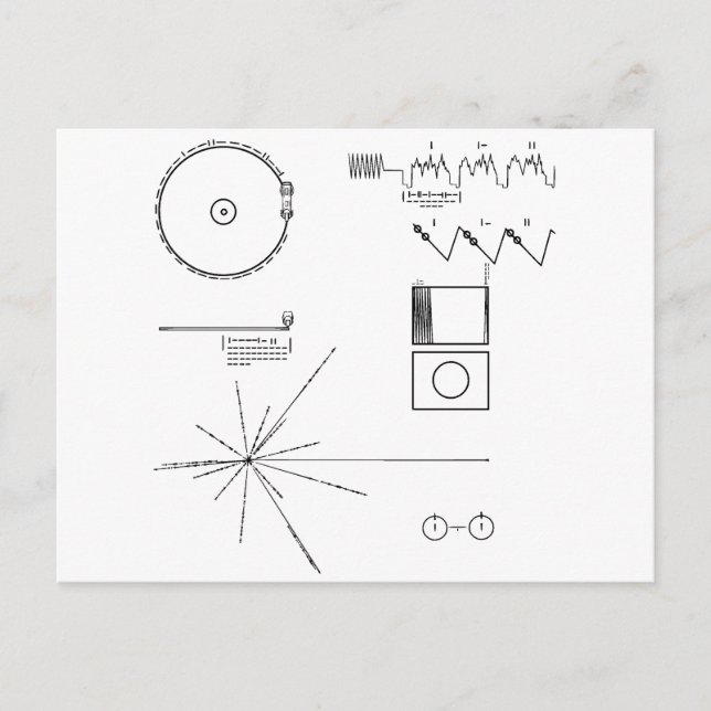 Cartão Postal Registro de Ouro do Voyager da NASA (Frente)