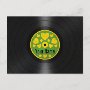 Cartão Postal Registro Personalizado de Vinilo de Corações Verde