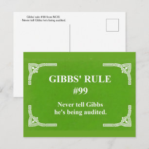 Cartão Postal regra 99 de Gibbs