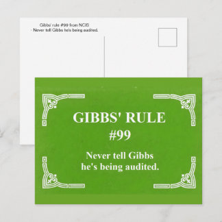 Cartão Postal regra 99 de Gibbs