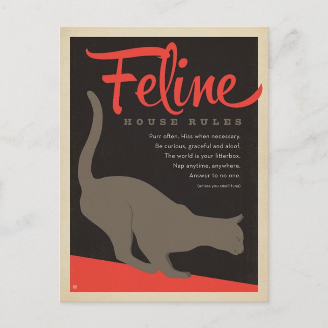 Cartão Postal Regra da Casa Felina (Frente)