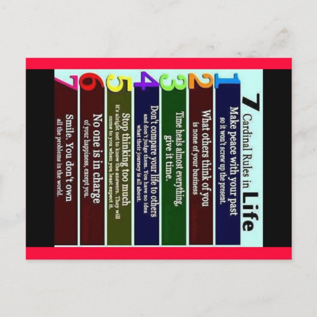 Cartão Postal regras, citações, afirmações (Frente)