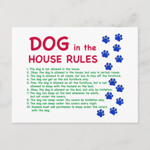 Cartão Postal Regras do cachorro em casa - regras para viver