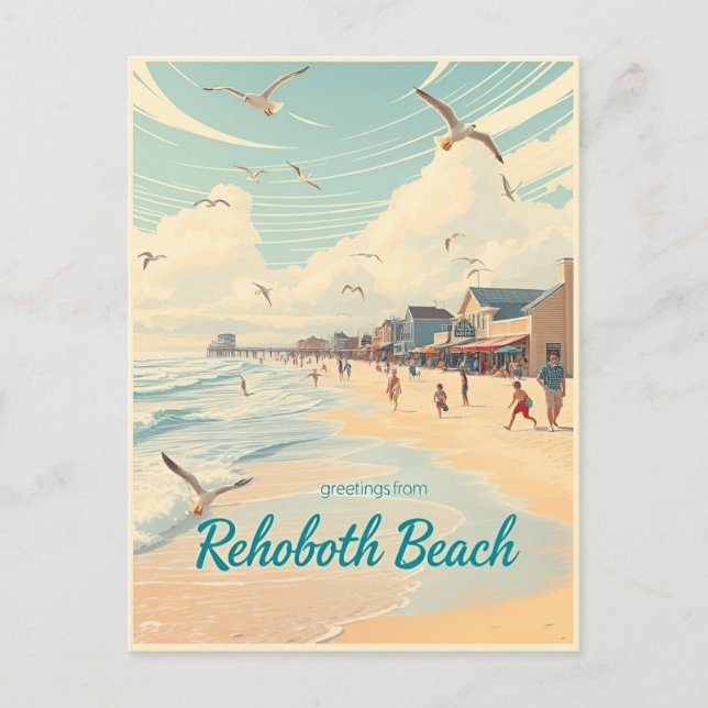Cartão Postal Rehoboth Beach, Delaware – Coastal vintage (Frente)