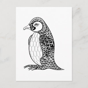 Cartão Postal Rei Artístico Penguin Zendoodle