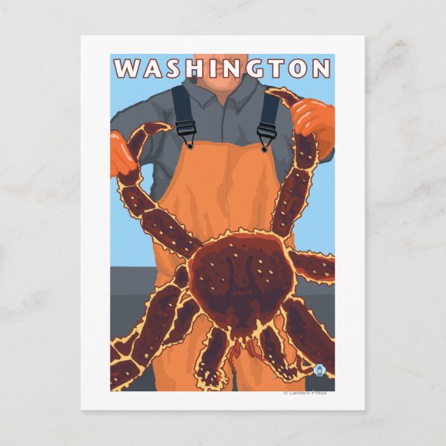 Cartão Postal Rei Caranguejo Pescador - Washington (Frente)