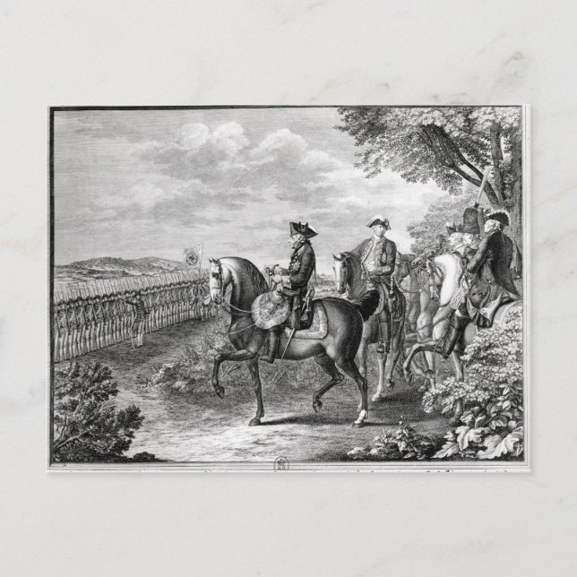 Cartão Postal Rei Frederico II da Prússia revendo a (Frente)