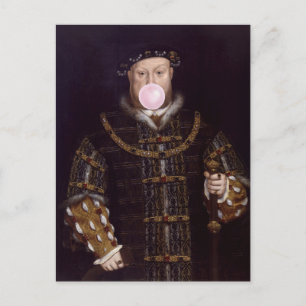 Cartão Postal Rei Henrique VIII Soprando Chiclete Rosa