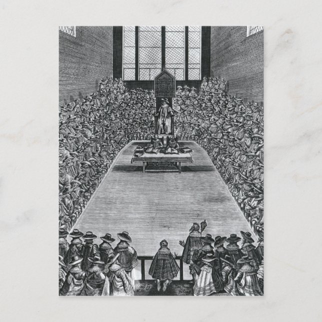 Cartão Postal Rei James I nas Casas do Parlamento, 1624 (Frente)