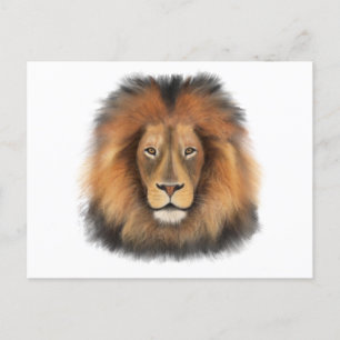Cartão Postal rei leão da selva realista masculino aquarela