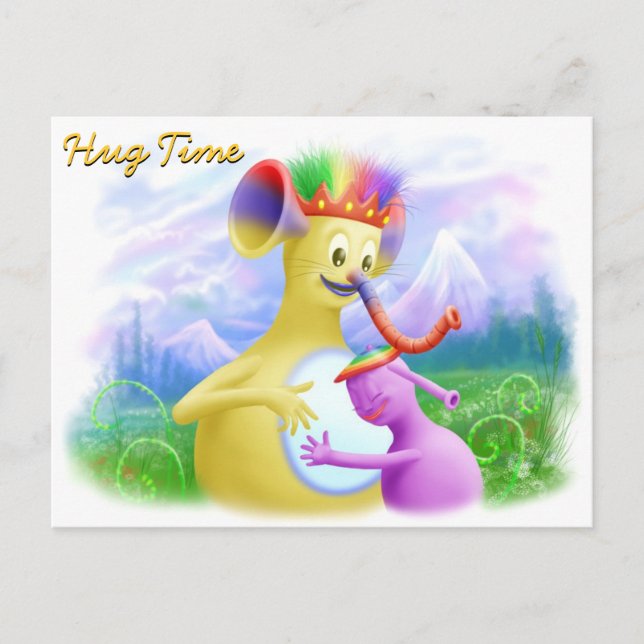 Cartão Postal Rei Monty ganhando um abraço (Frente)