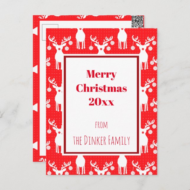 Cartão Postal Reinadores de Pickleball Feliz 🎁 Natal (Frente/Verso)