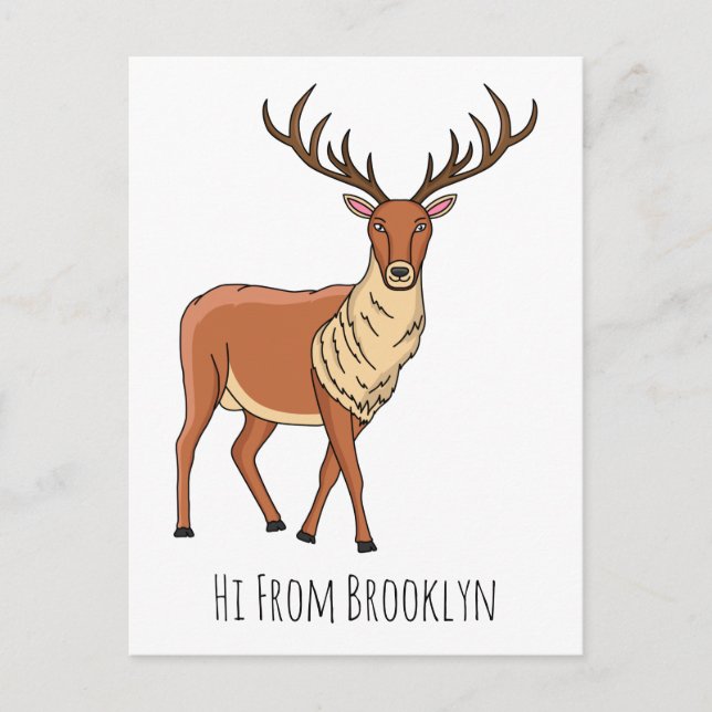 Cartão Postal Reindeer cartoon illustration (Frente)