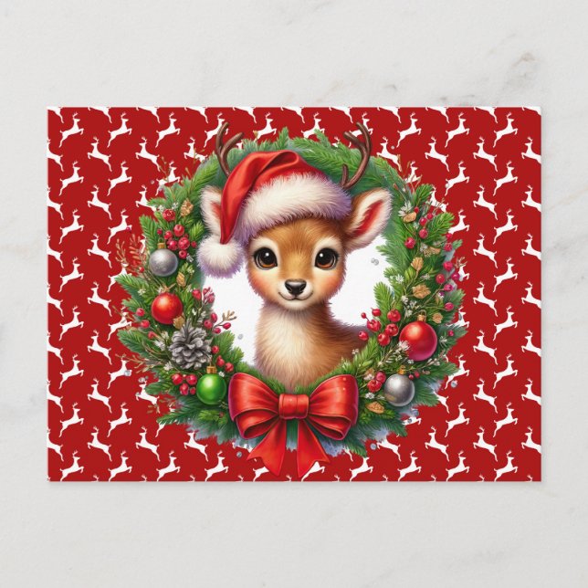 Cartão Postal Reindeer de Natal (Frente)