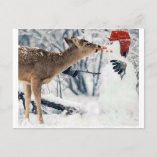 Cartão Postal Reindeer Eating Snowman