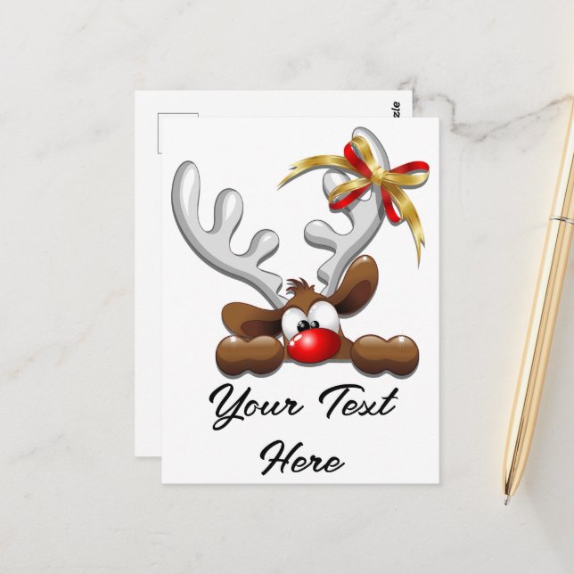 Cartão Postal Reindeer Enzergou Caráter de Natal Engraçado (Frente/Verso In Situ)