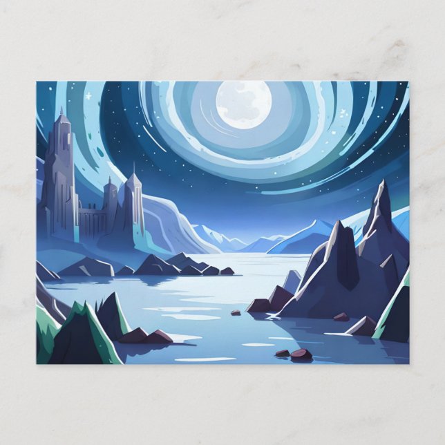 Cartão Postal Reino com Lua Brilhante (Frente)