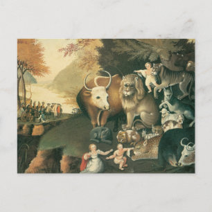 Cartão Postal Reino pacífico por Edward Hicks Vintage Folk Art