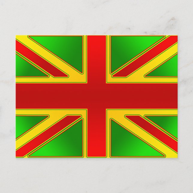 Cartão Postal Reino Unido da bandeira britânica Reggae Rasta Reg (Frente)