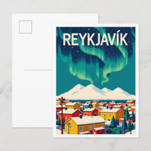 Cartão Postal Reiquiavique Islândia Art Vintage Viagem