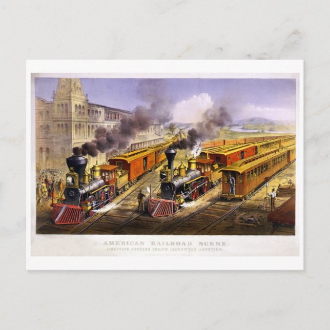 Cartão Postal Relâmpago expresso: Uma Cena de Trem Americana (Frente)