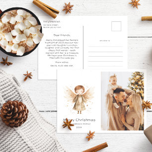 Cartão Postal Relatório Anual da Família de Natal Anjo Bebê Boho