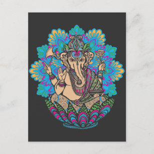Cartão Postal Relaxando o budismo da flor da meditação de elefan