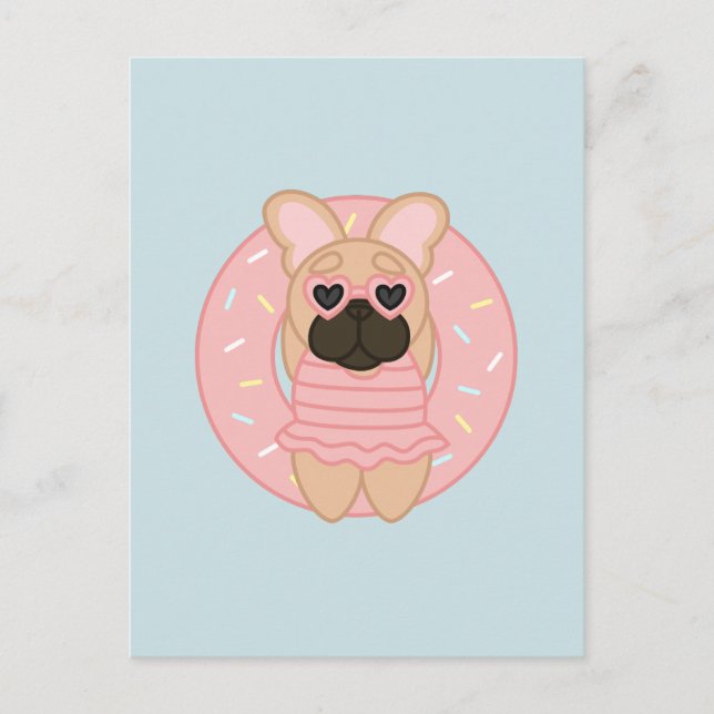 Cartão Postal Relaxando o Cachorro Francês Casaco Fawn Summer em (Frente)