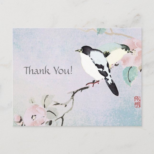 Cartão Postal Relaxing Birds ~ Postcards Thank You Japanese (Frente)