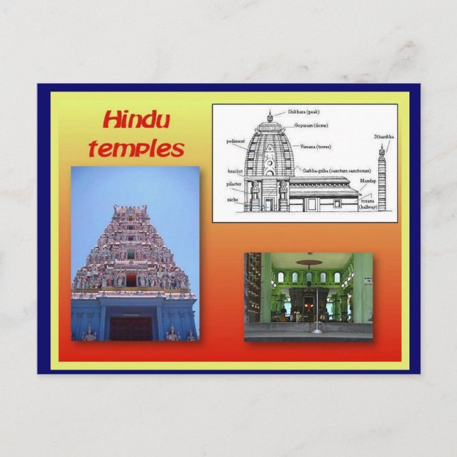 Cartão Postal Religião, hinduísmo, templos hindus (Frente)
