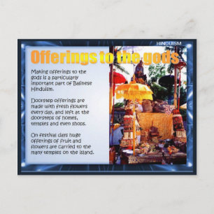 Cartão Postal Religião, ofertas do Balinese aos deuses