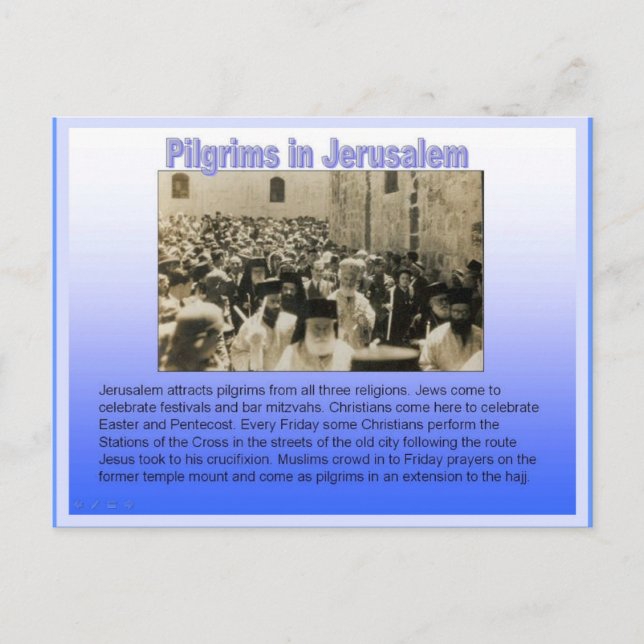 Cartão Postal Religião, Peregrinos em Jerusalém (Frente)