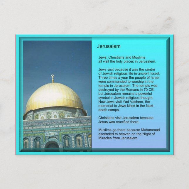 Cartão Postal Religião, visitantes a Jerusalem (Frente)