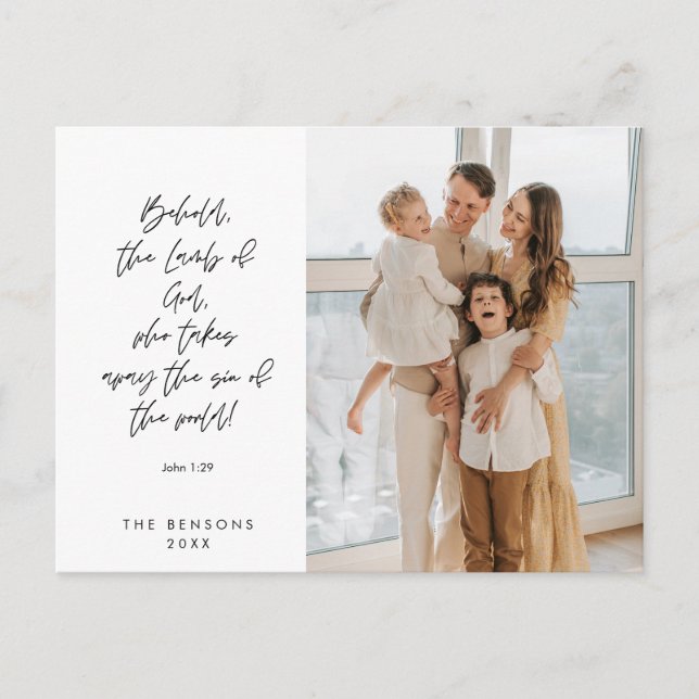 Cartão Postal Religioso, Feliz Natal, Foto da Família Cristã (Frente)