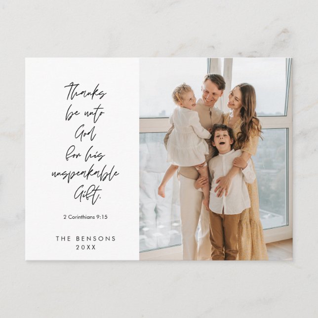 Cartão Postal Religioso, Feliz Natal, Foto de Família Cristã (Frente)