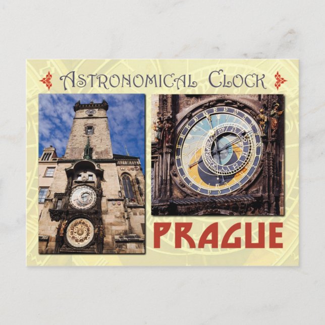 Cartão Postal Relógio Astronômico de Praga, República Tcheca (Frente)