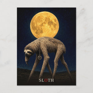 Cartão Postal Relógio de Bolso de Preguiça gótico Surrealista