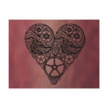 Relógio Steampunk funciona e coração de engrenagen