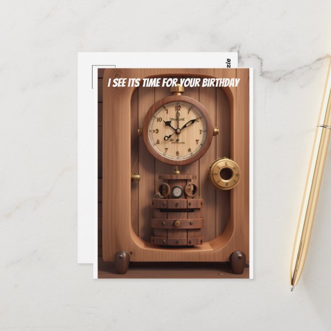 Cartão Postal Relógio, vejo a hora do seu aniversário (Frente/Verso In Situ)