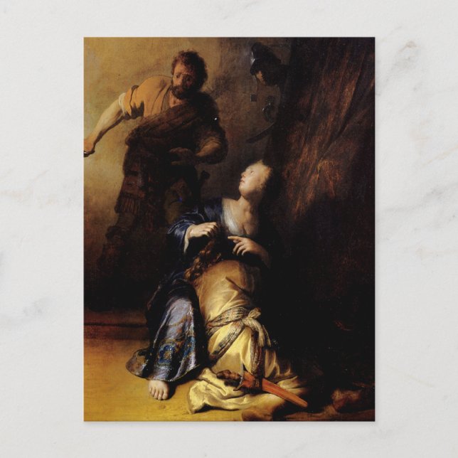 Cartão Postal Rembrandt Art Painting Samson (Frente)