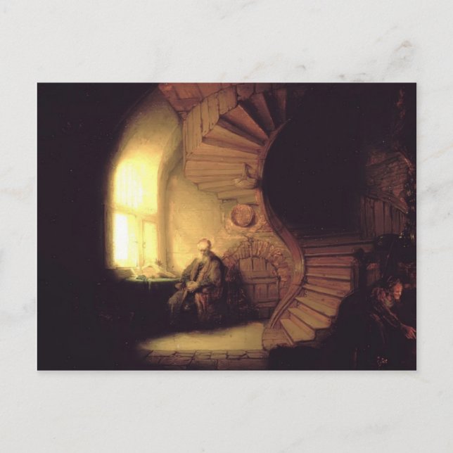 Cartão Postal Rembrandt - Filósofo em Meditação (Frente)