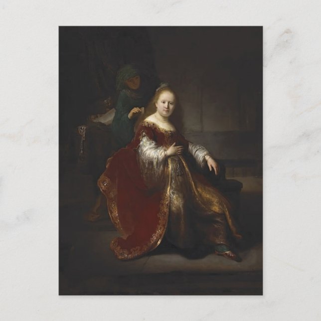 Cartão Postal Rembrandt: Uma jovem mulher no banheiro (Frente)