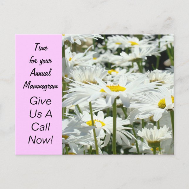 Cartão Postal Remindelação anual de mamografia (Frente)