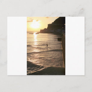 Cartão Postal Remo stand up paddle pôr do sol San Sebastian