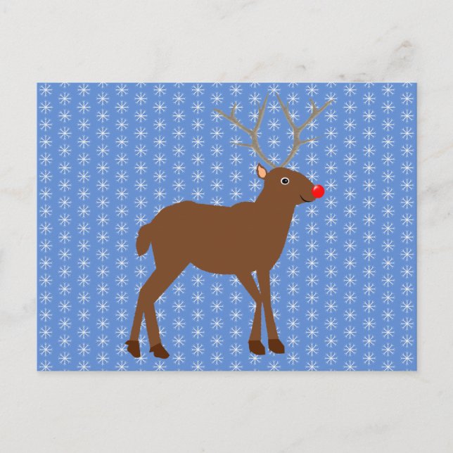 Cartão Postal Rena de Natal Fofa com Nariz Vermelho (Frente)
