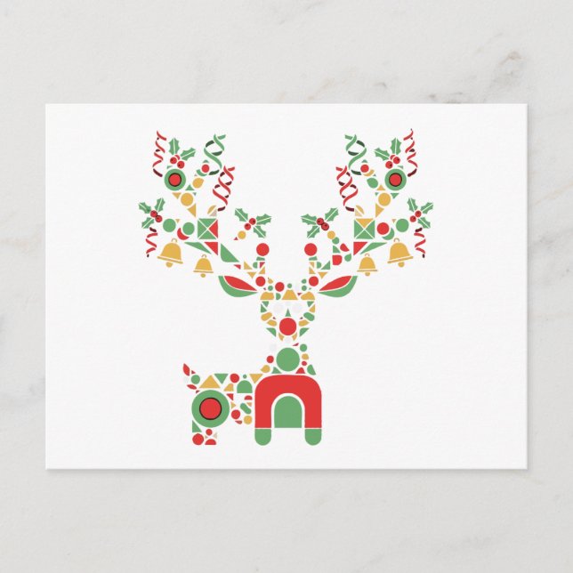 Cartão Postal Rena de Natal Geométrica Moderna | Festiva (Frente)