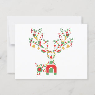 Cartão Postal Rena de Natal Geométrica Moderna Festivo